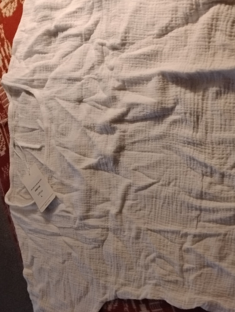 White Textured Cotton Bedding Throw -